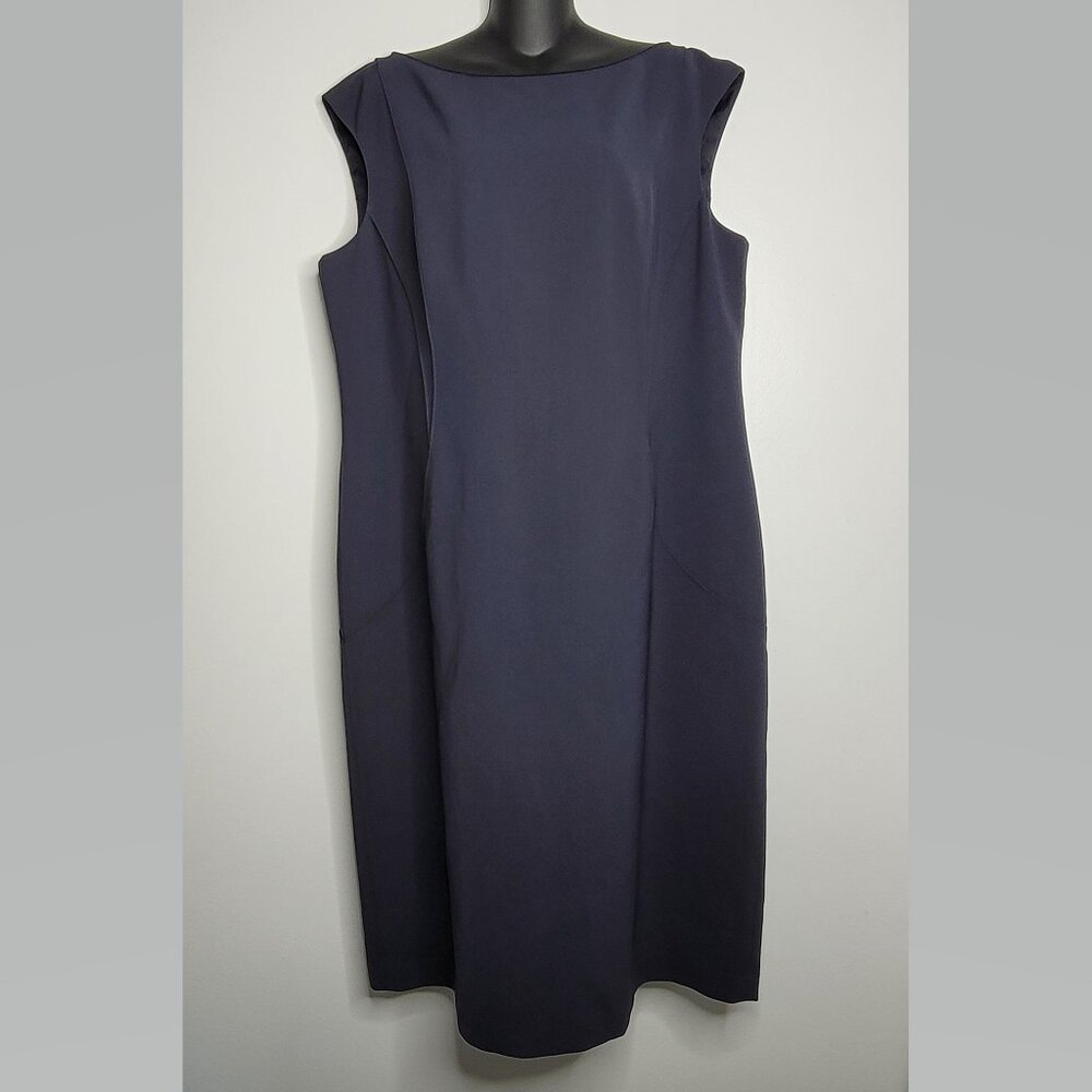 Lafayette 148 New‎ York Womens 18 Dress Sleeveless Sheath Ink Blue NWT